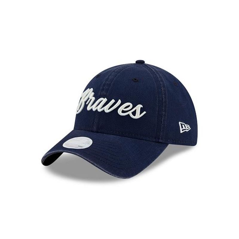 MLB Atlanta Braves Womens Team Script 9Twenty Adjustable (XBY6308) - Blue New Era Caps